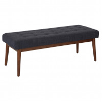 OSP Home Furnishings WPB-M19 West Park Bench in Navy Fabric with Coffee Finished Legs